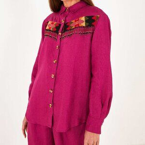 Pink Beaded Fringe Shirt